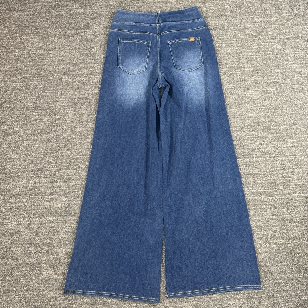 Halara Flex Baggy Wide Leg Jeans Small Pull On Blue Denim Stretch Lightweight - Picture 2 of 9
